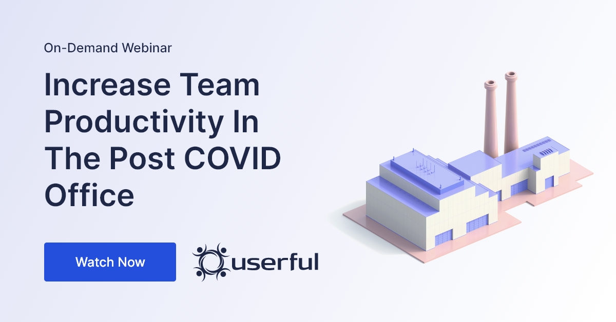 Webinar userful, Aumentare la produttività del team nell'ufficio Post COVID e una grafica di fabbrica 3D pastello