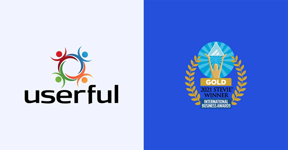 Logo Userful accanto ai Premi Internazionali d'Affari Oro 2021 Premio Stevie Winner